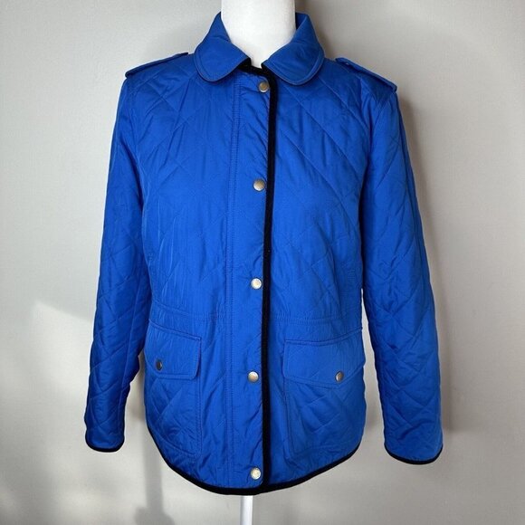 Talbots Women’s Blue Quilted Snap Mid Length Winter Jacket Coat Size M Petite - Picture 1 of 13